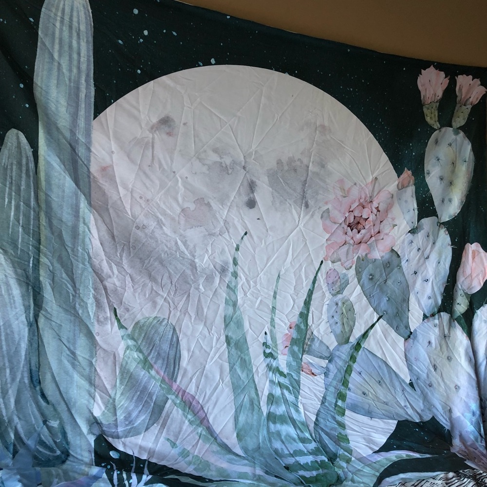 Cactus and Moon Tapestry